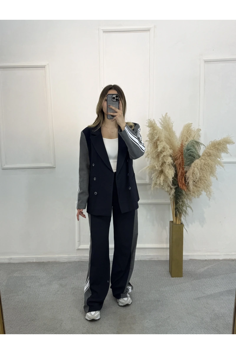 Alba Şerit Detaylı Tasarım Blazer İkili Takım