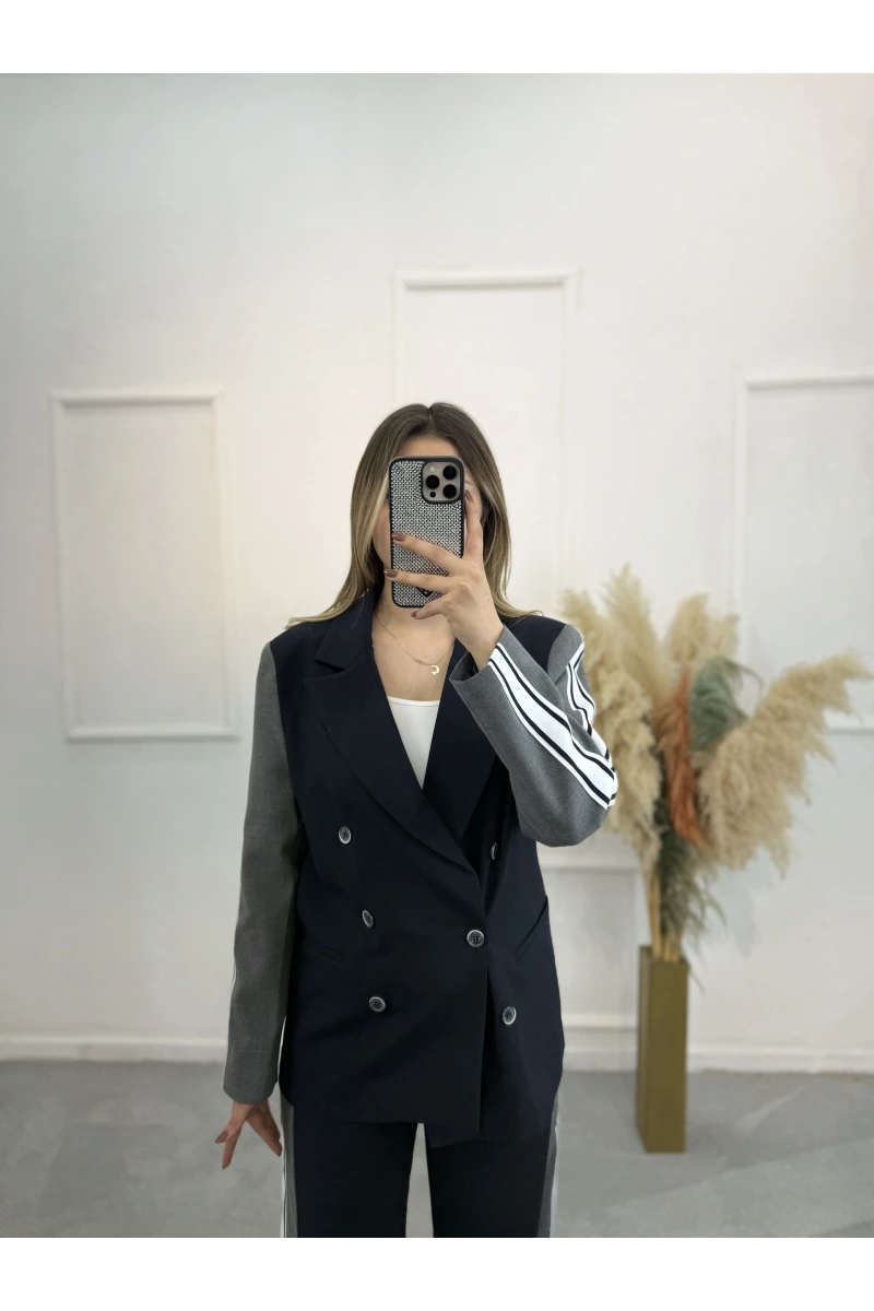 Alba Şerit Detaylı Tasarım Blazer İkili Takım