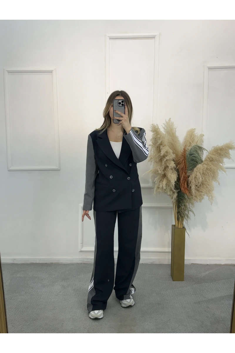 Alba Şerit Detaylı Tasarım Blazer İkili Takım