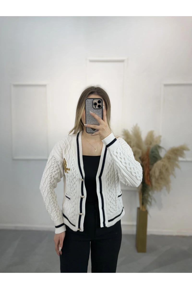Alless Bymn Taşlı Kuş Detaylı Hırka