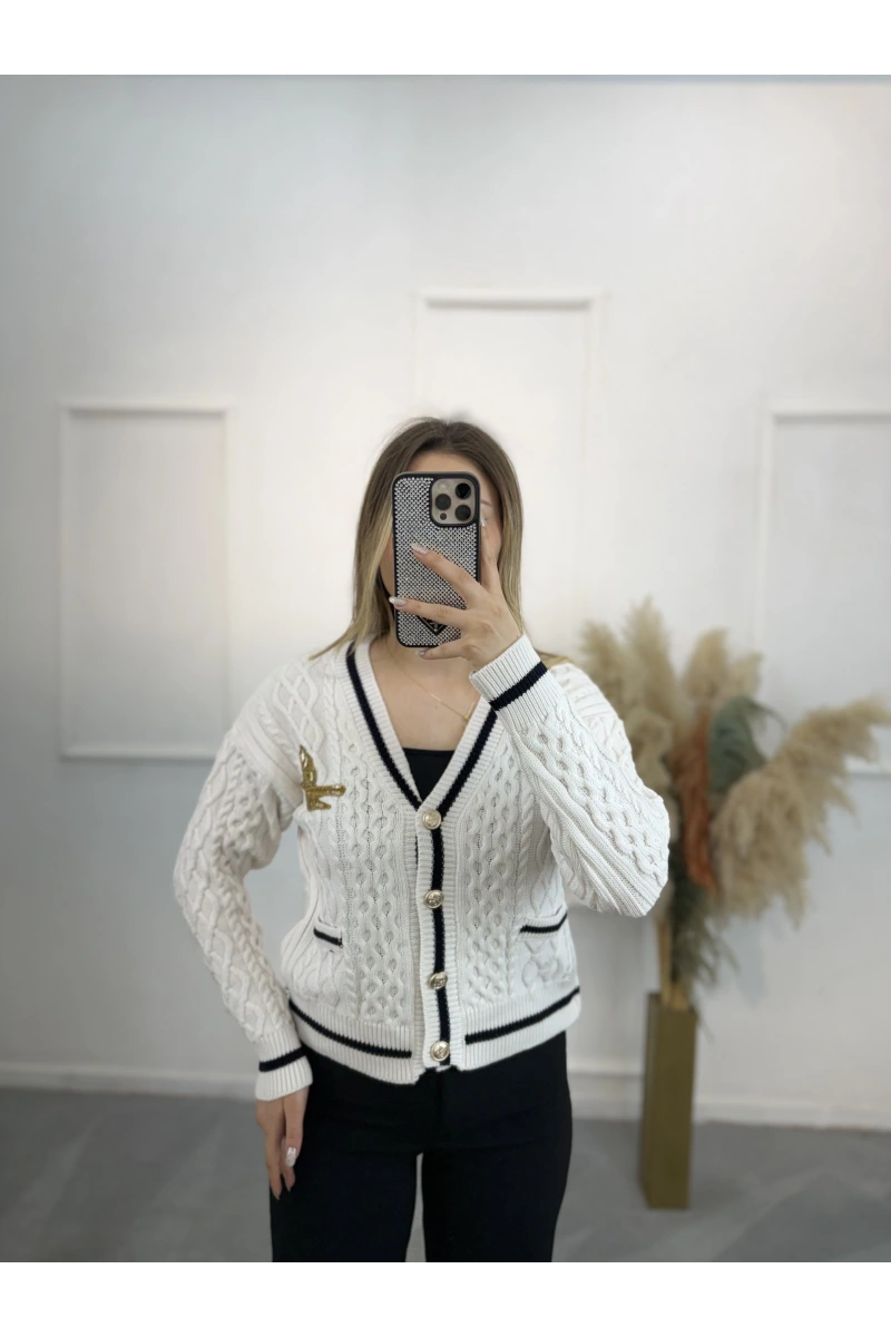 Alless Bymn Taşlı Kuş Detaylı Hırka