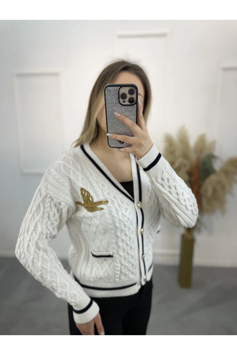 Alless Bymn Taşlı Kuş Detaylı Hırka