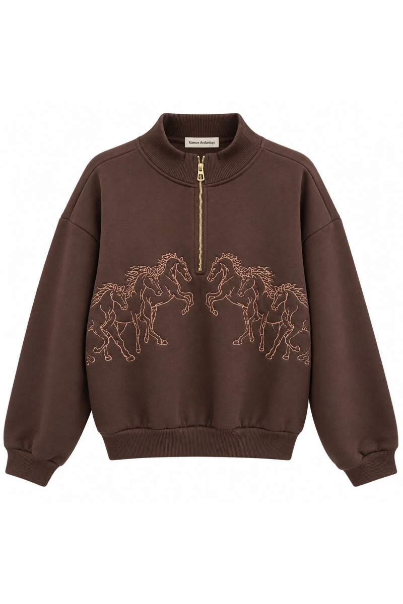 At Nakışlı Sweatshirt