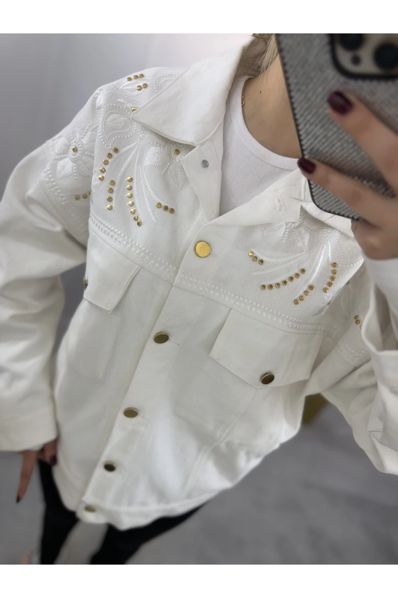 Bix Nakışlı Zımbalı Denim Ceket