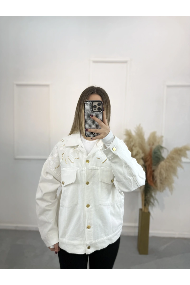 Bix Nakışlı Zımbalı Denim Ceket