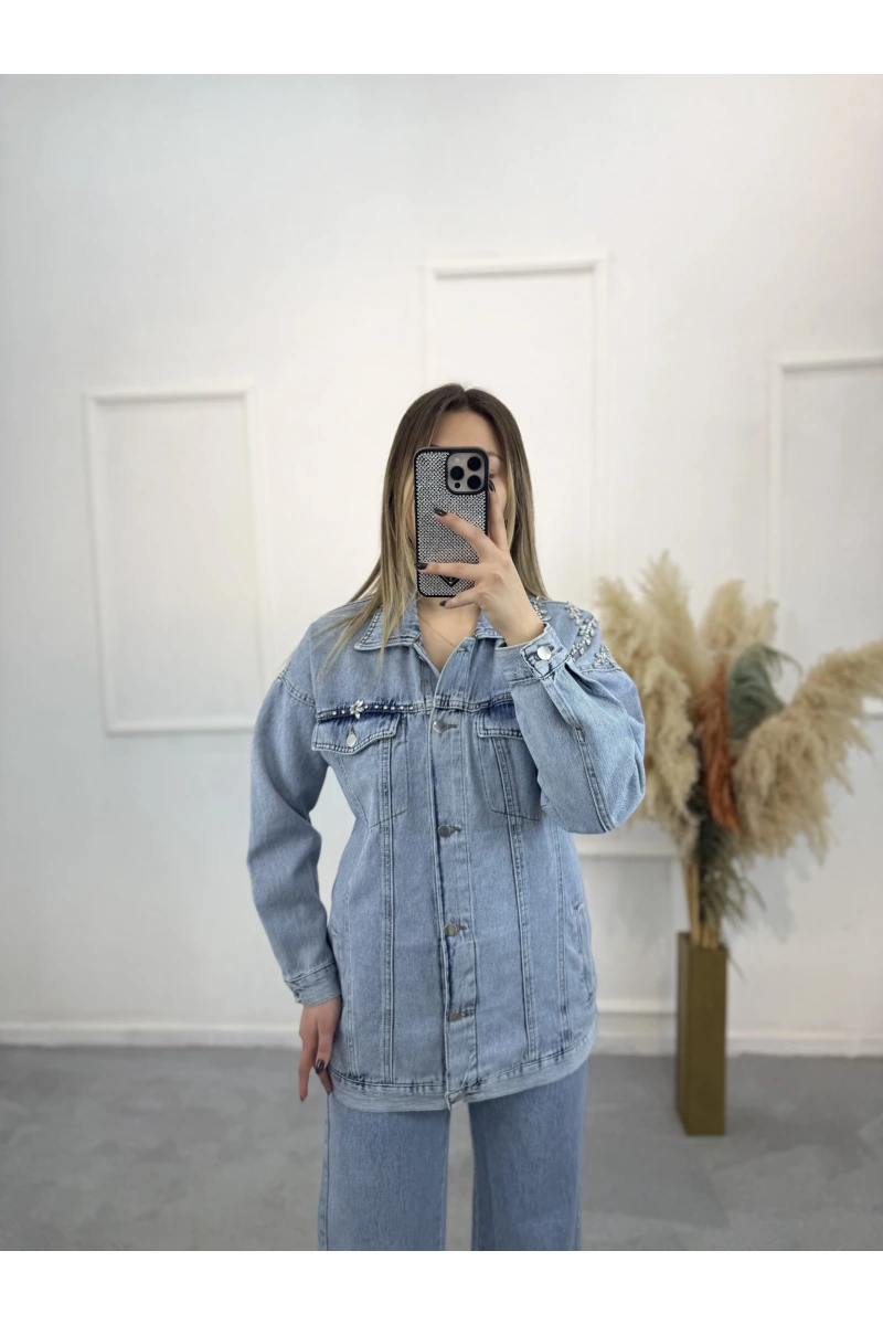 Bliss Yağmur Taşlı Denim İkili Takım