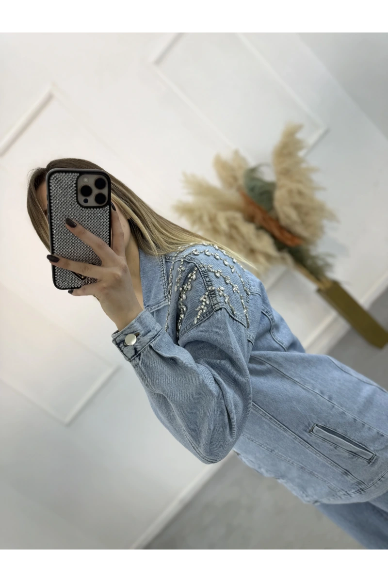 Bliss Yağmur Taşlı Denim İkili Takım