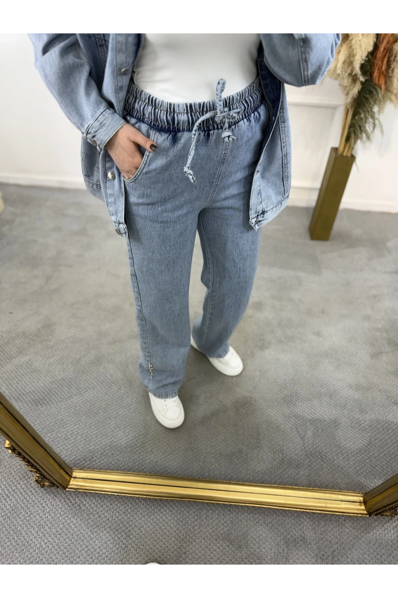 Bliss Yağmur Taşlı Denim İkili Takım