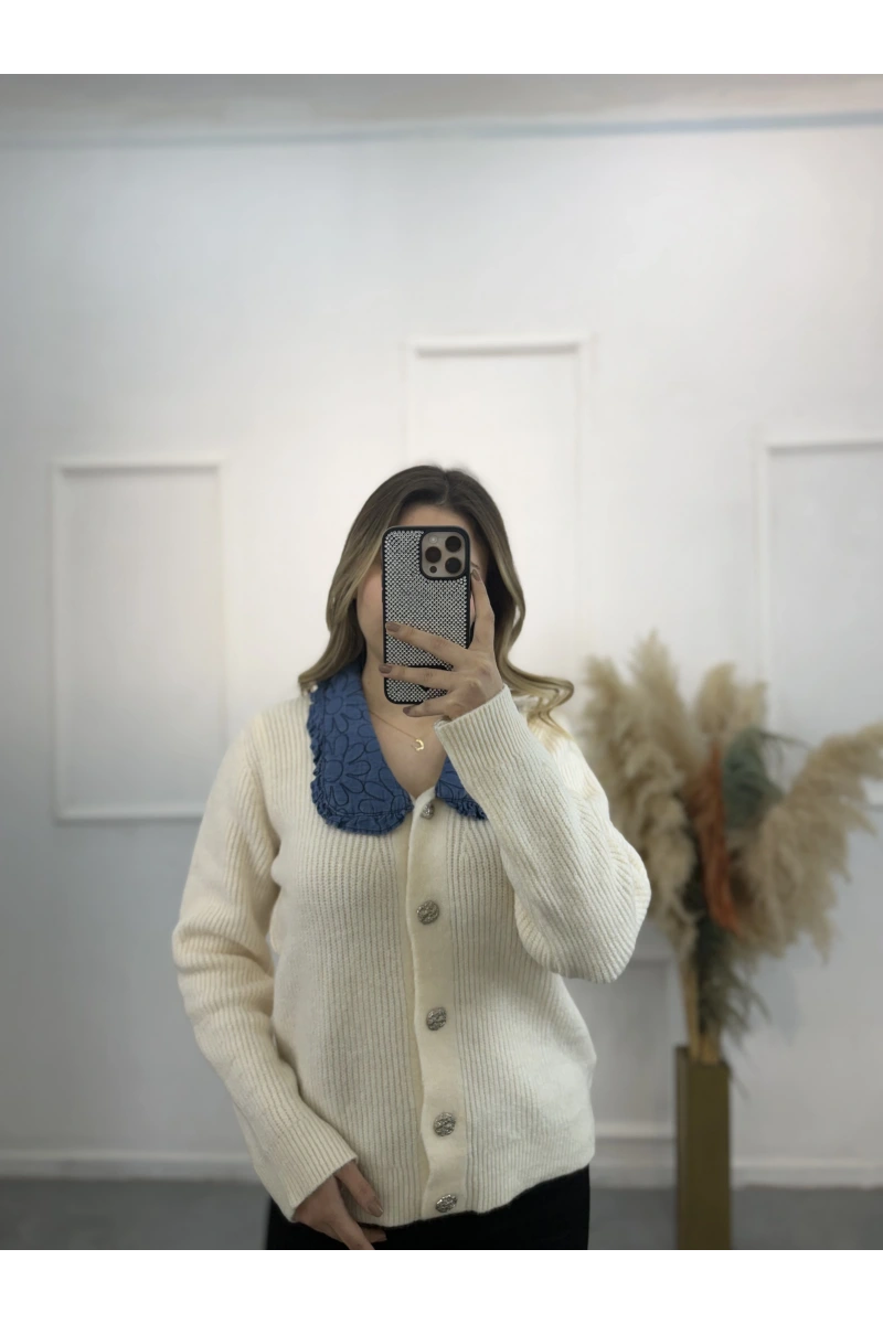 Brontide Denim Detaylı Vintage Hırka
