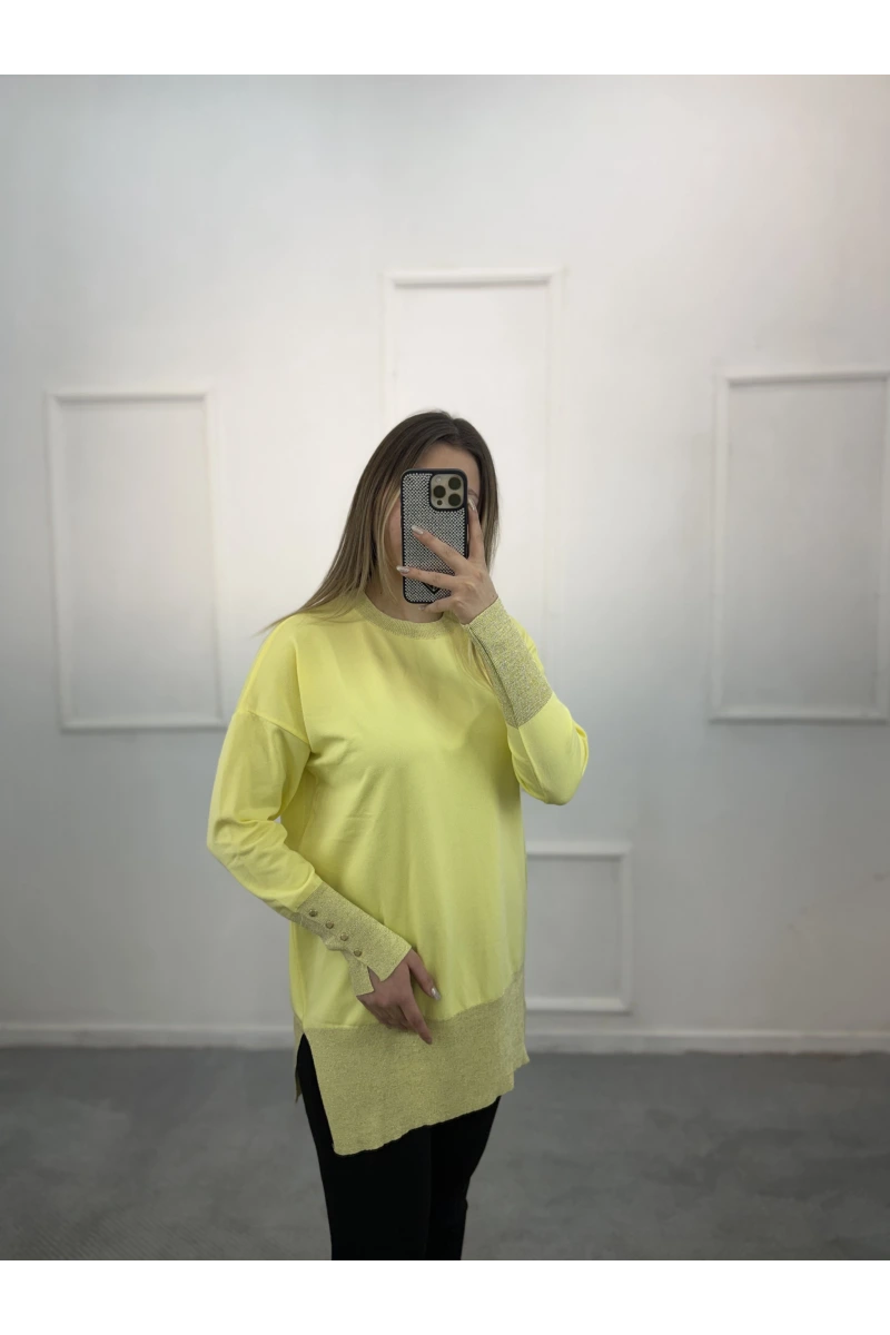 Ceks Yaka Ve Kol Simli Merserize Tunik