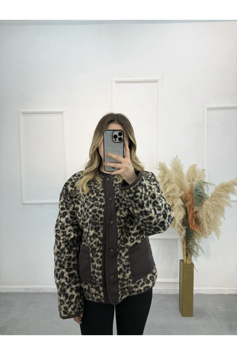 Çift Taraflı Leopar Ceket