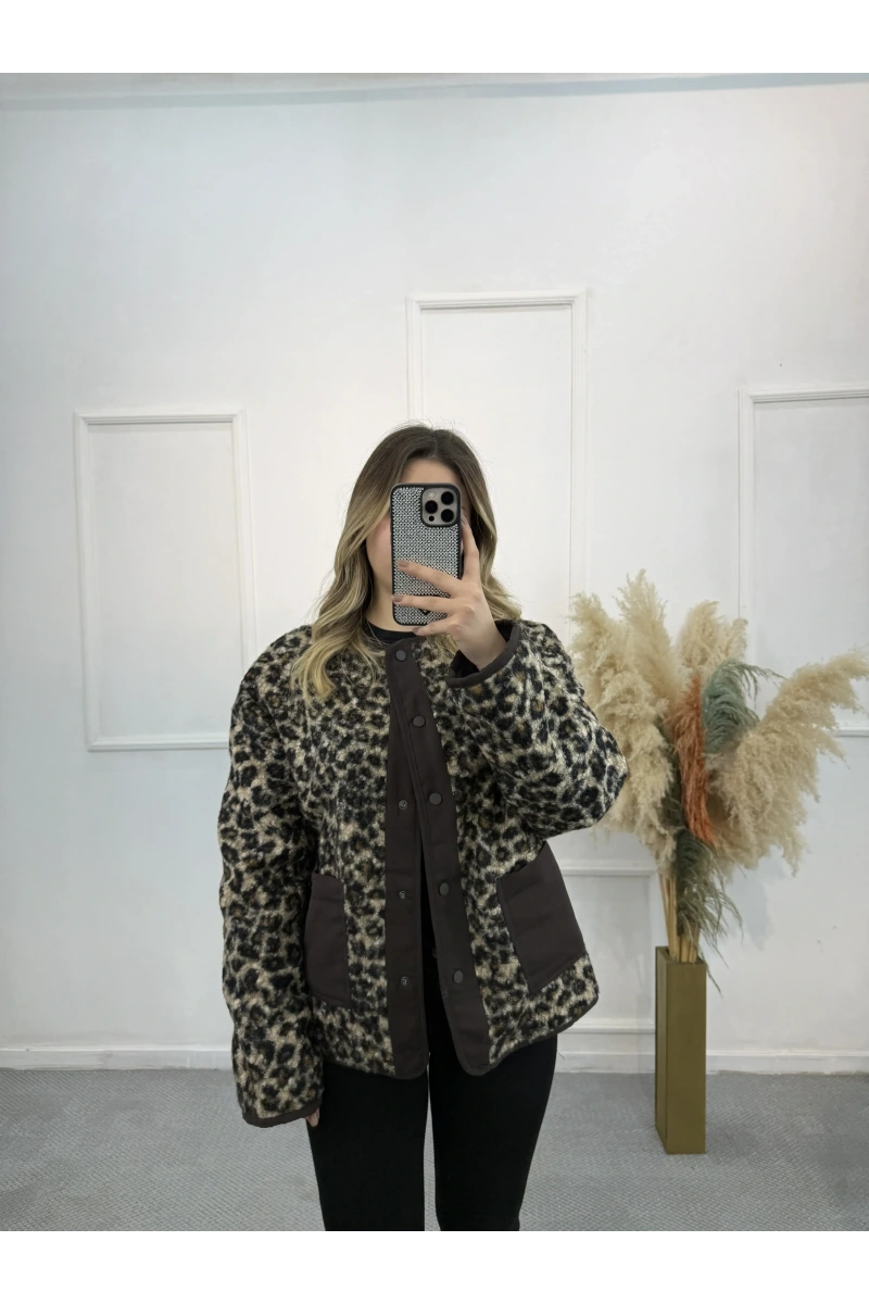 Çift Taraflı Leopar Ceket