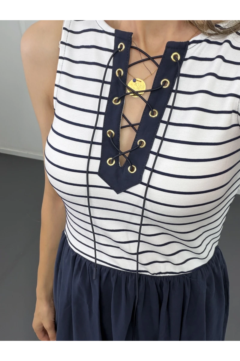 Çizgili Çelik T-Shirtlü Elbise