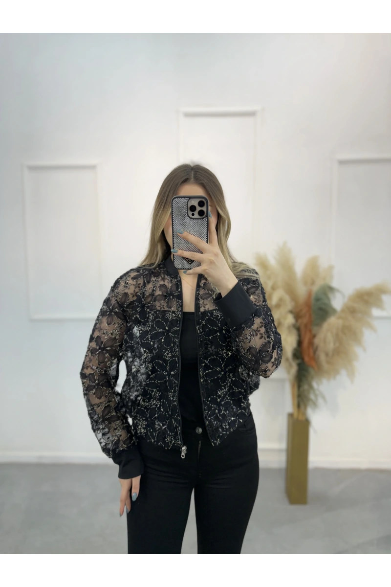 Dantel Güpürlü Bomber Ceket