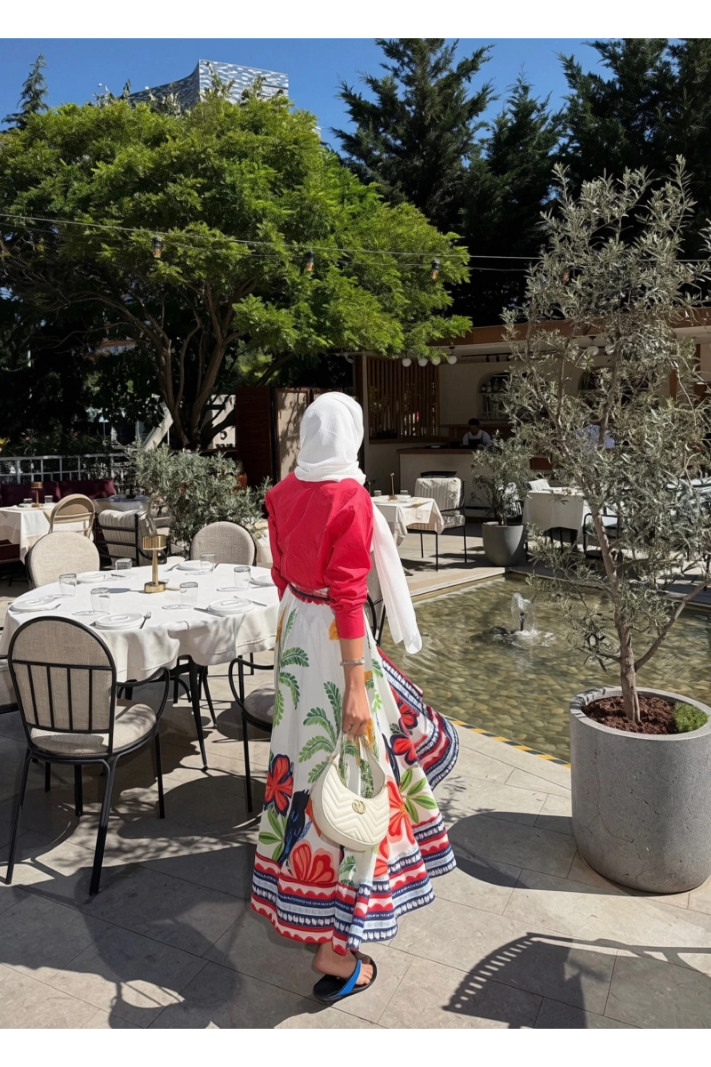 Flamingo Desenli Etekli İkili Takım