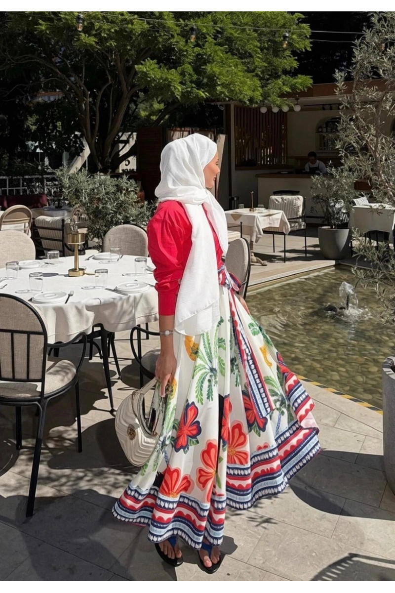 Flamingo Desenli Etekli İkili Takım