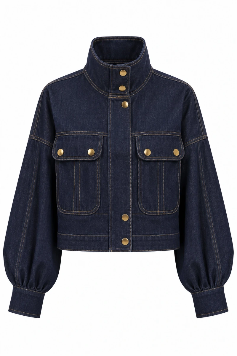 Gold Düğmeli Denim Ceket