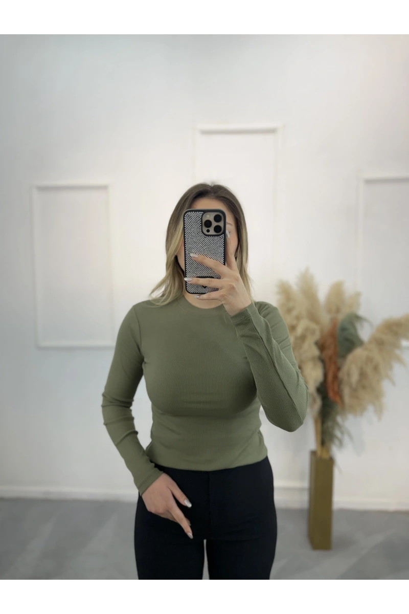 Jen Fitilli Uzun Kol Crop
