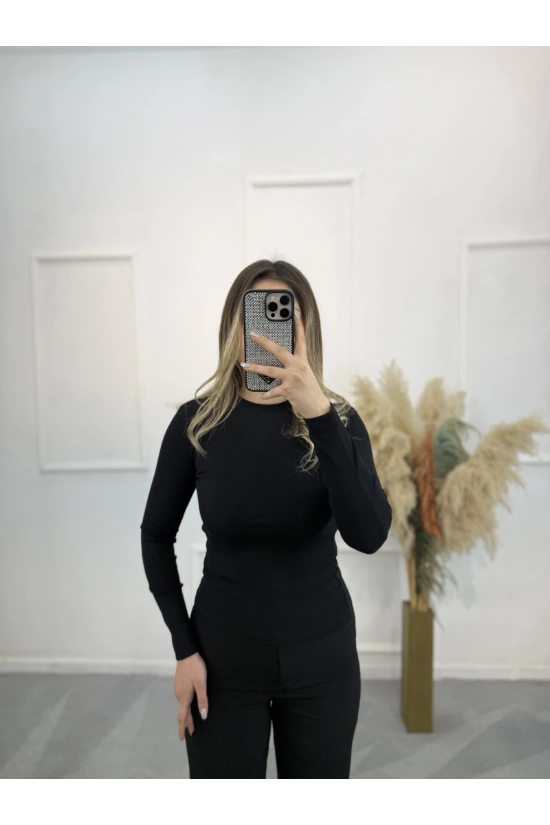 Jen Fitilli Uzun Kol Crop