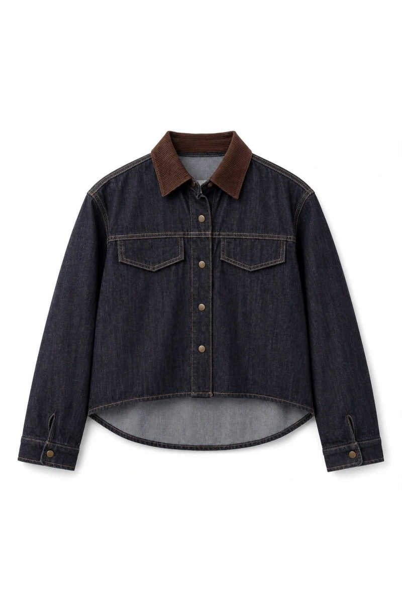 Kadife Yaka Denim Ceket