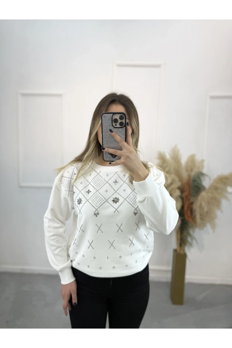 Klara Etnik Taş Detaylı Sweatshirt