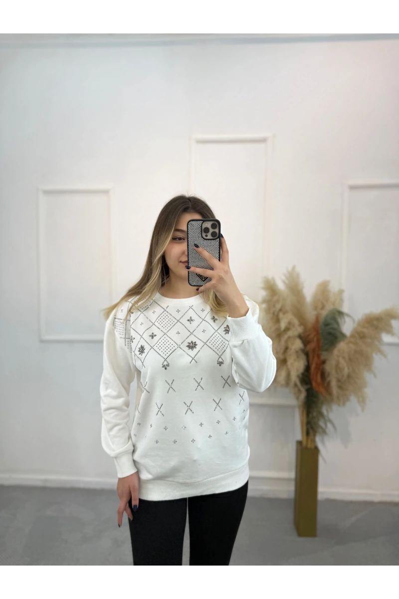 Klara Etnik Taş Detaylı Sweatshirt