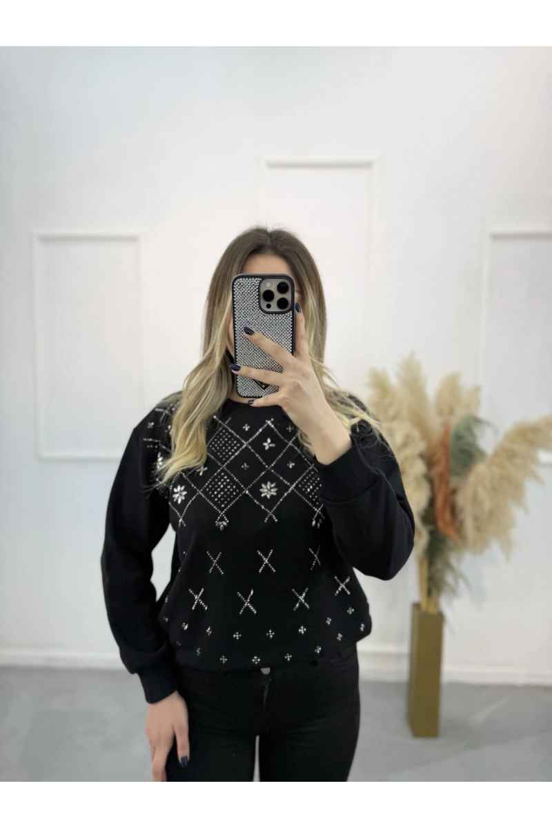 Klara Etnik Taş Detaylı Sweatshirt