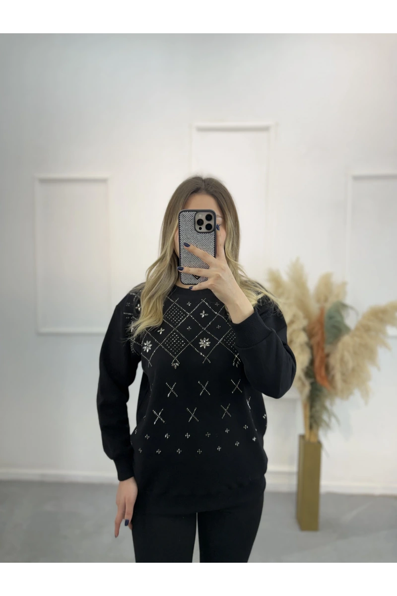 Klara Etnik Taş Detaylı Sweatshirt