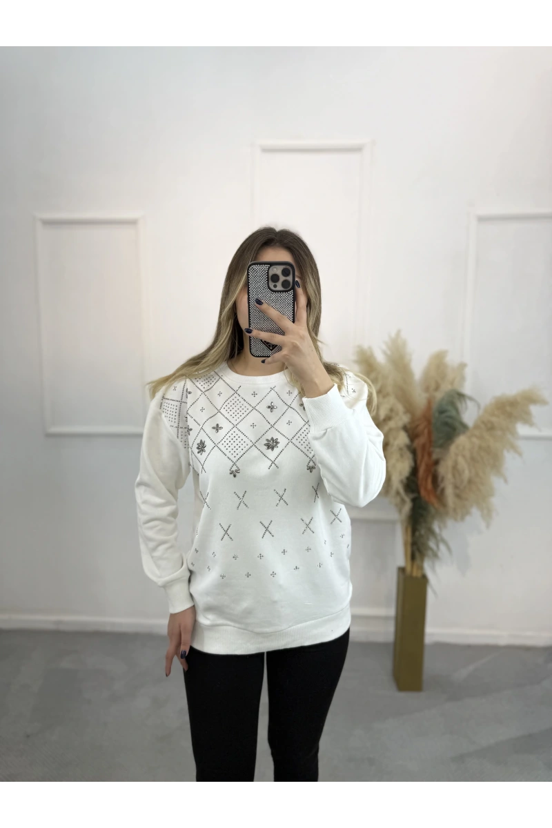 Klara Etnik Taş Detaylı Sweatshirt