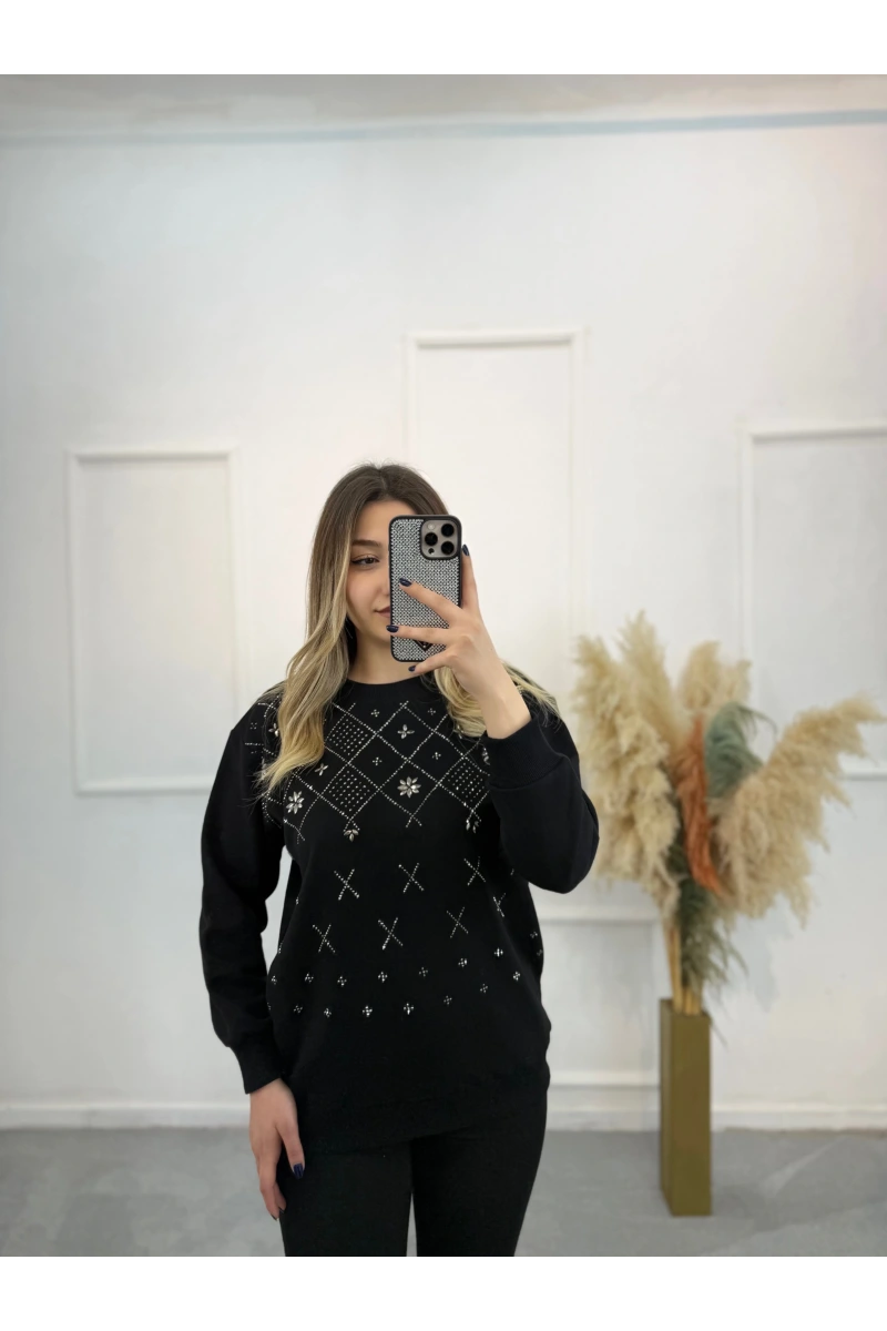 Klara Etnik Taş Detaylı Sweatshirt