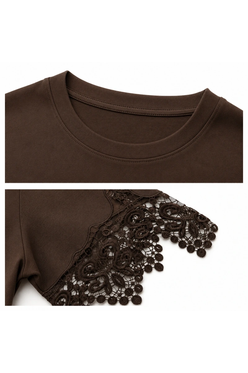Kolları Etek Ucu Dantelli Zra T-Shirt