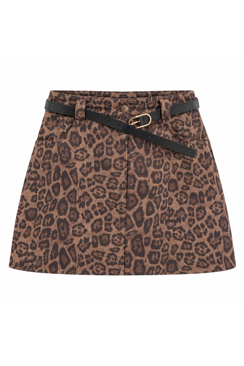 Leoparlı Mini Etek