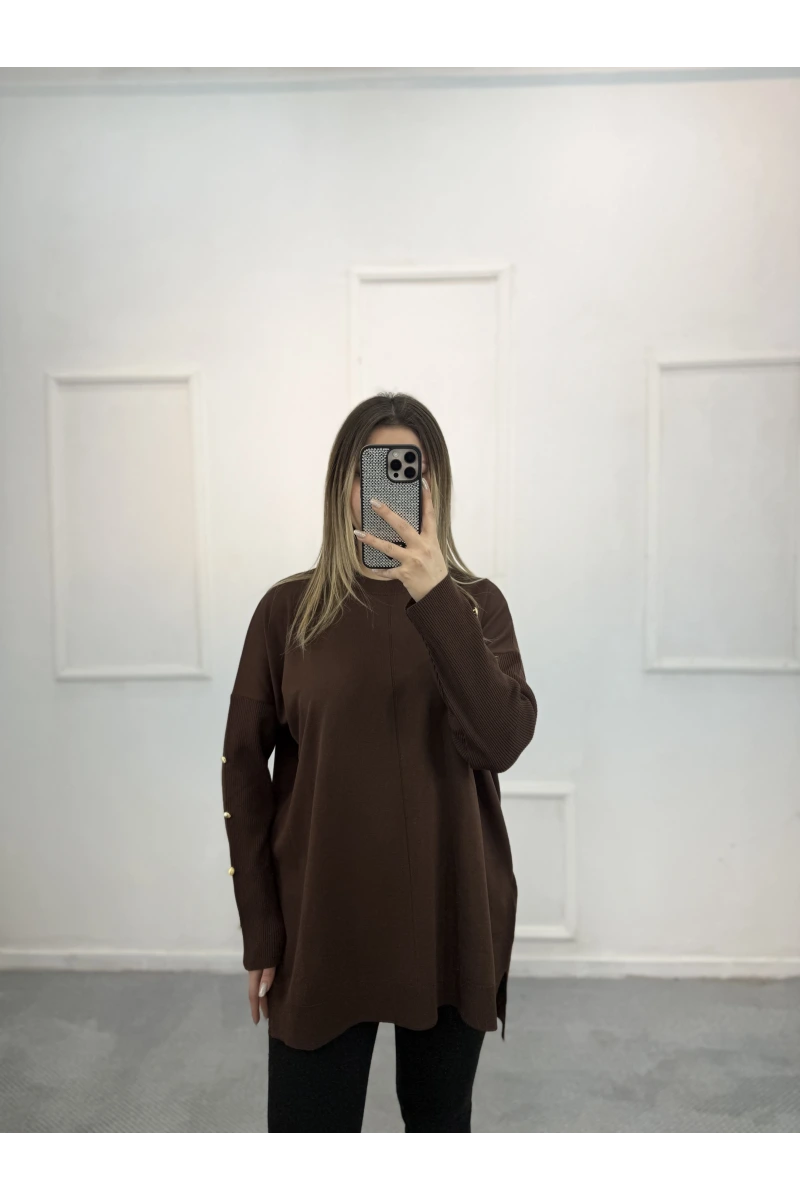 Lozi Kol Düğmeli Merserize Tunik