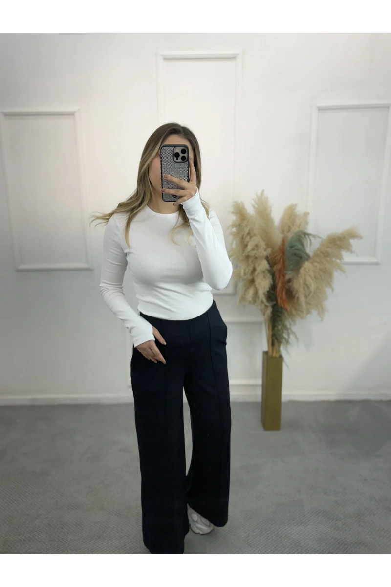 Maniys Önü Çımalı Pensli Bol Paça Pantolon