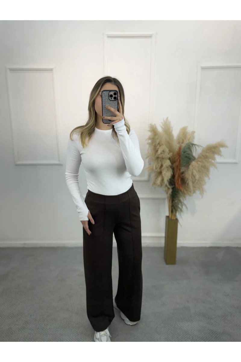 Maniys Önü Çımalı Pensli Bol Paça Pantolon