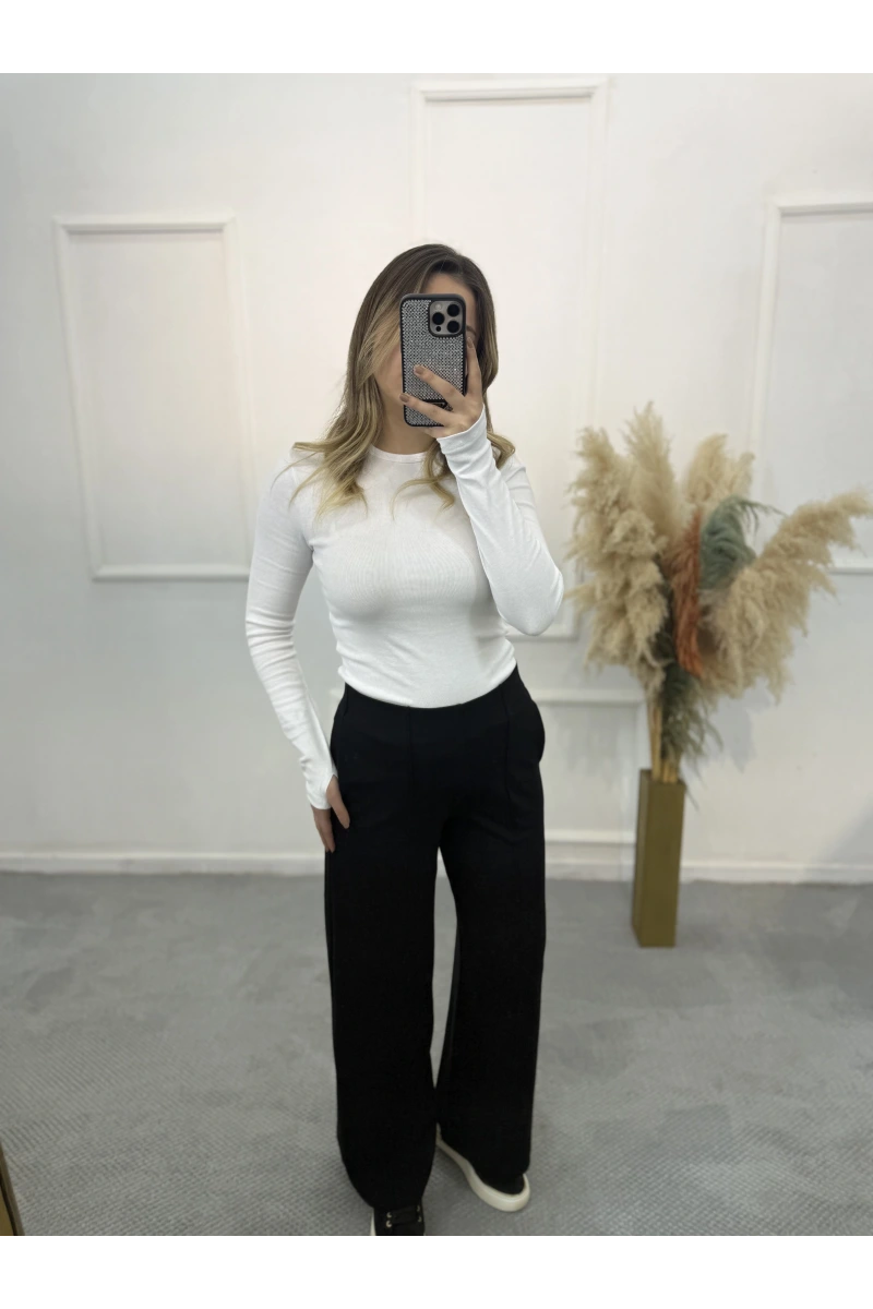 Maniys Önü Çımalı Pensli Bol Paça Pantolon