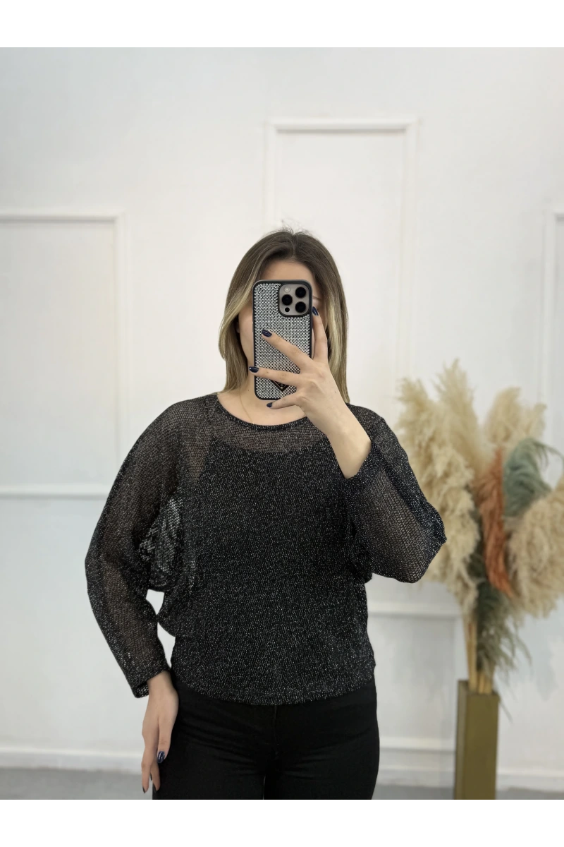 Mizk File Detaylı Simli Bluz