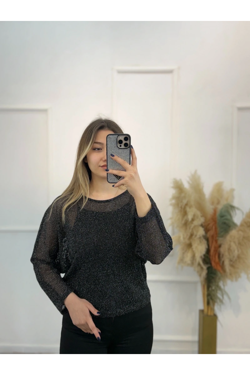 Mizk File Detaylı Simli Bluz