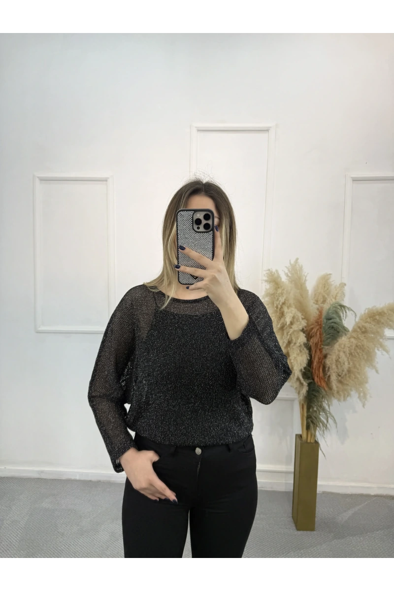 Mizk File Detaylı Simli Bluz