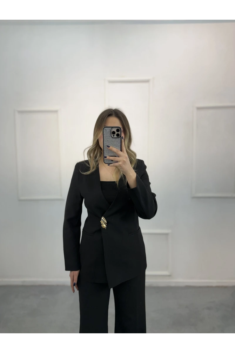 Nus Gold Düğme Detaylı Blazer İkili Takım