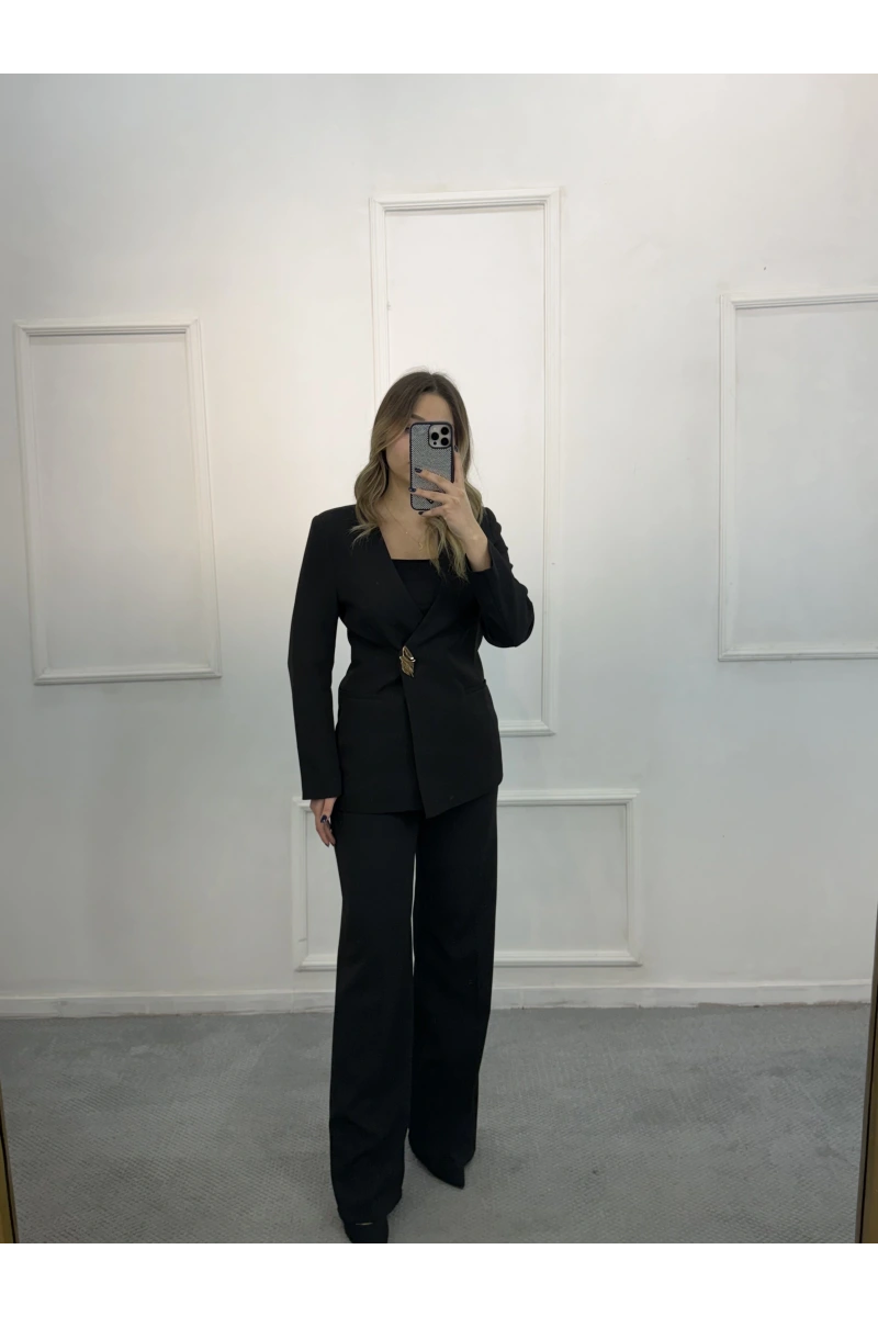 Nus Gold Düğme Detaylı Blazer İkili Takım