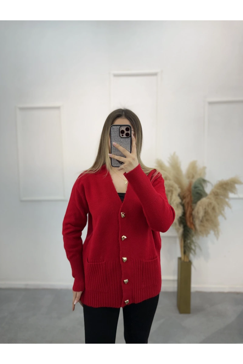 Pesy Gold Düğme Detaylı Hırka