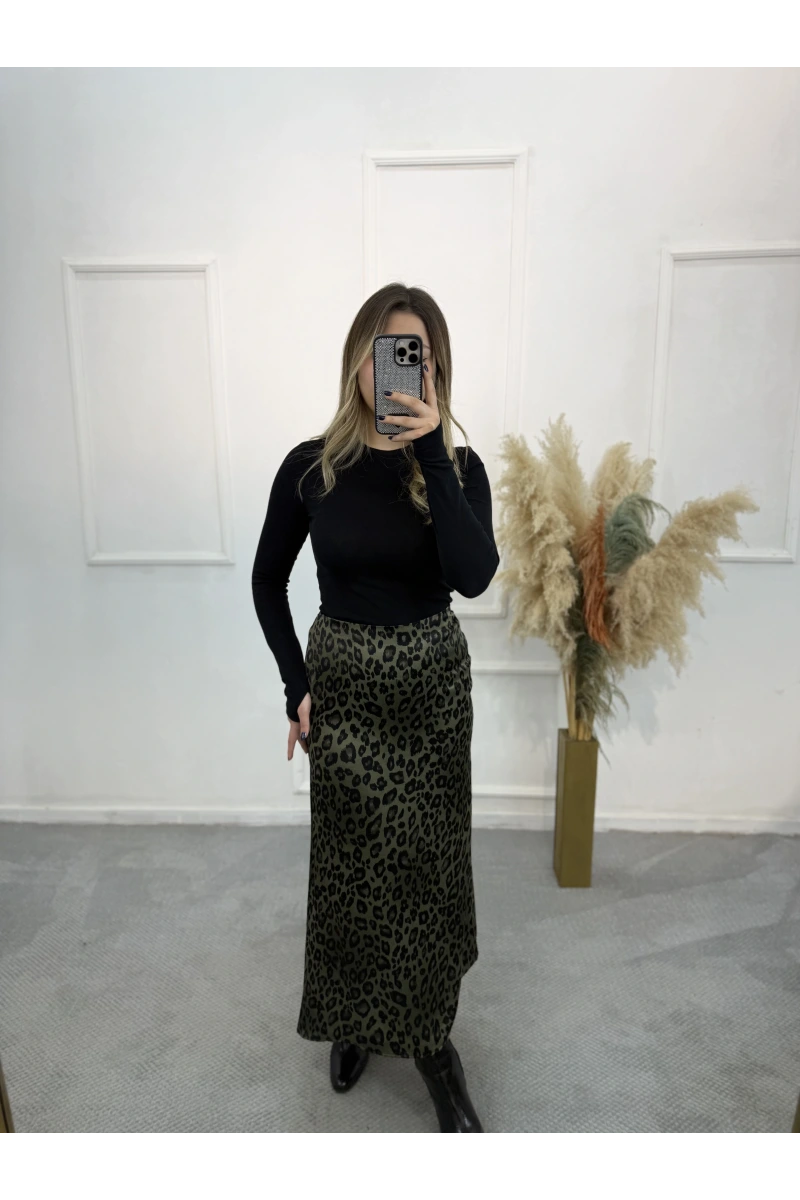 Pian Leopar Desen Saten Etek