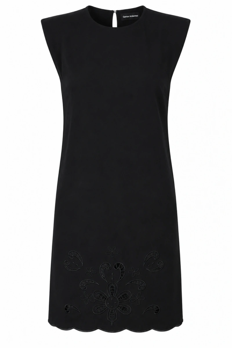 Robe Etek Ucu Nakışlı Vatkalı Modal Elbise