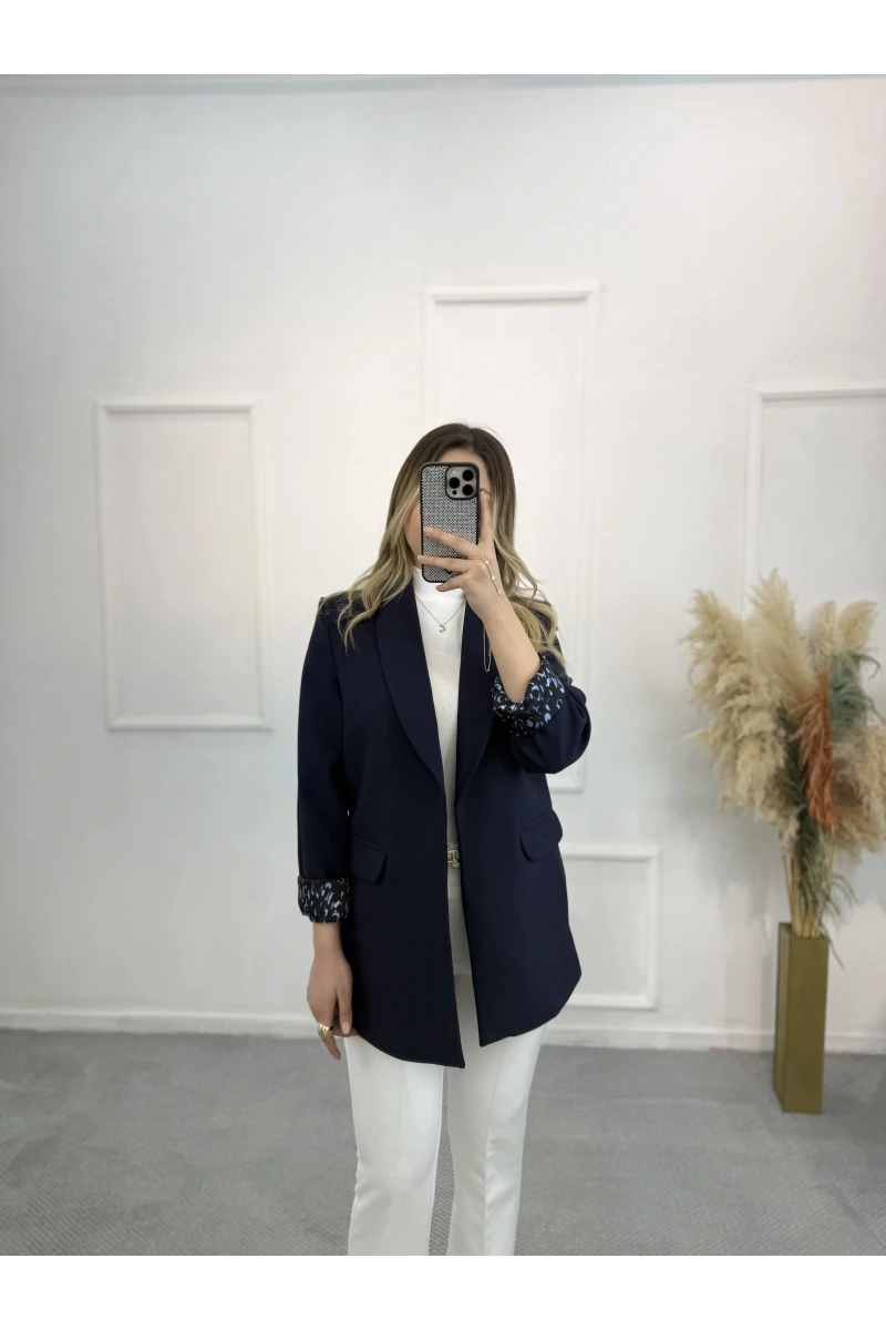 Şal Yaka Leopar Astarlı Blazer Ceket