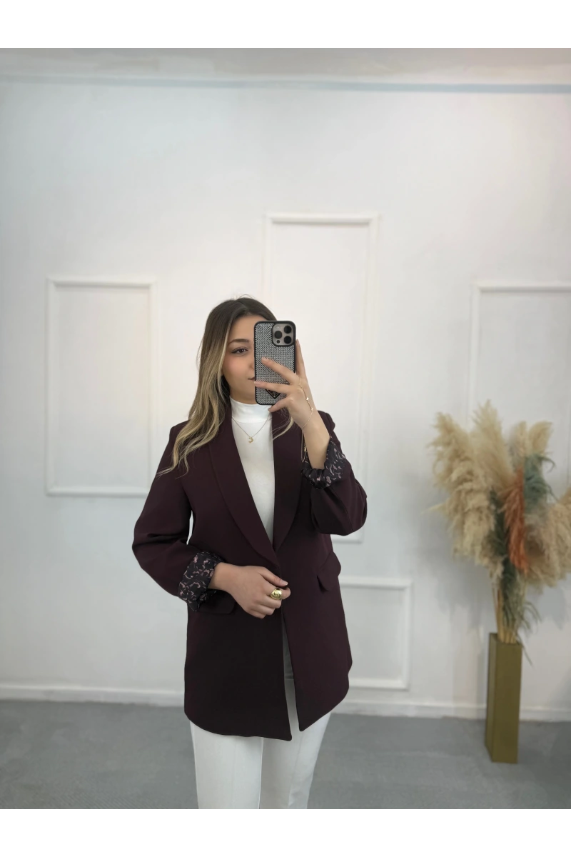 Şal Yaka Leopar Astarlı Blazer Ceket
