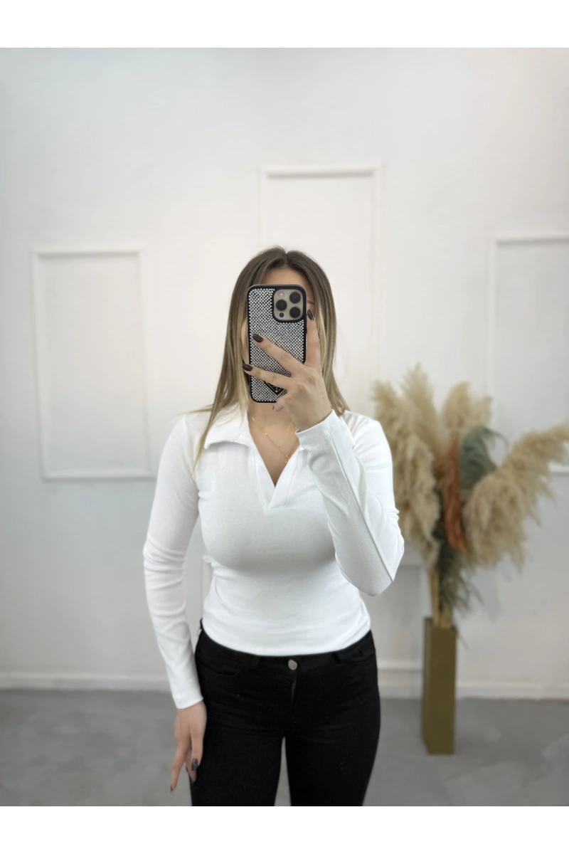 Sirok Polo Yaka Uzun Kol Tişort
