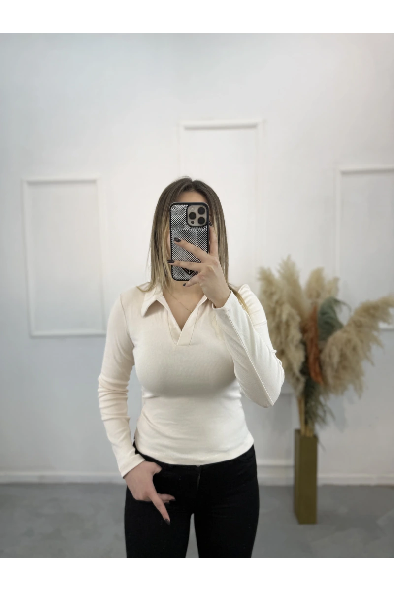 Sirok Polo Yaka Uzun Kol Tişort