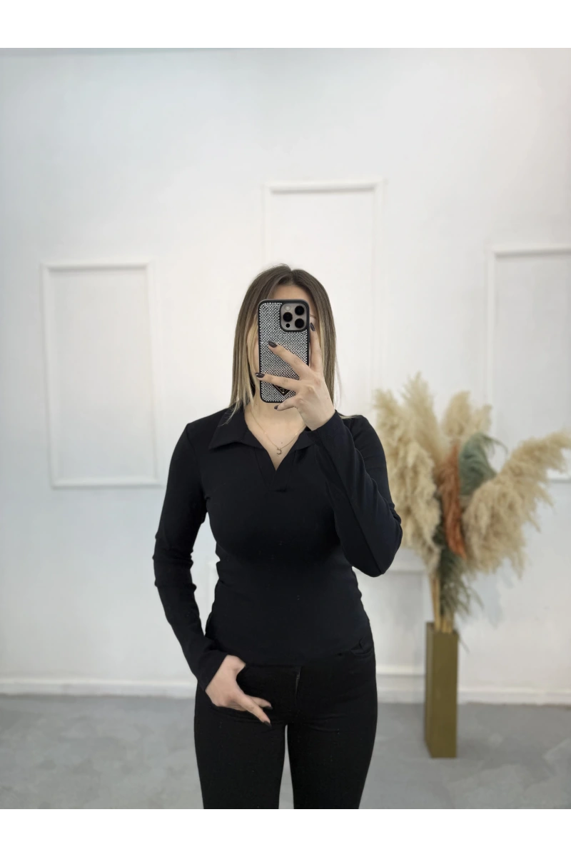 Sirok Polo Yaka Uzun Kol Tişort
