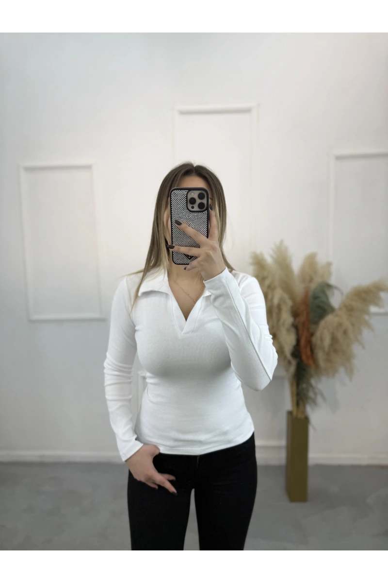 Sirok Polo Yaka Uzun Kol Tişort